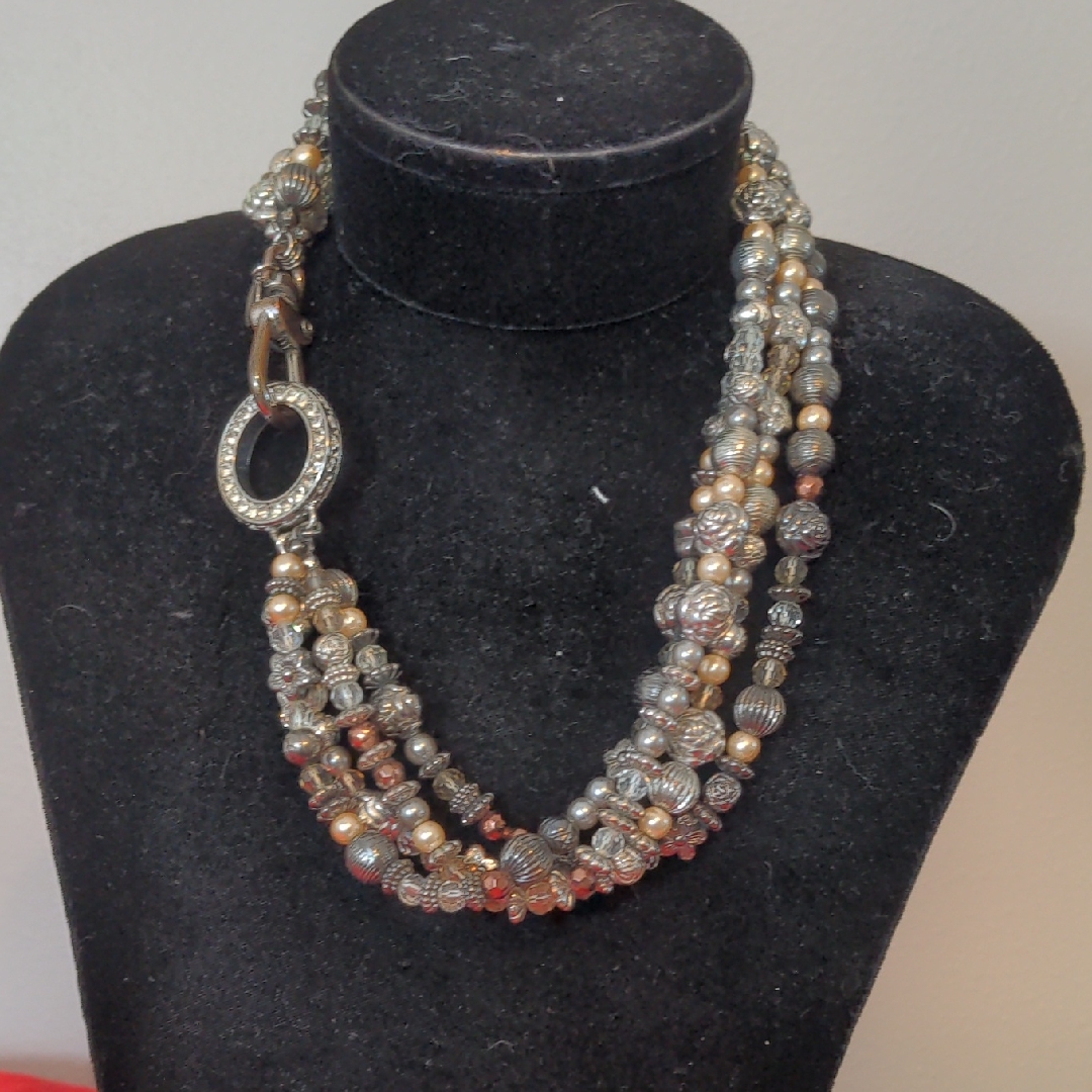 Cookie Lee Silver And Gold Multi-Strand Necklace 35$